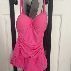 ShoreShapes Hot Pink Vintage Look One Piece Bathing Suit Size 8